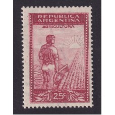 ARGENTINA 1935 GJ 756 ESTAMPILLA NUEVA CON GOMA PAPEL TELA CARMIN ROSADO U$ 15